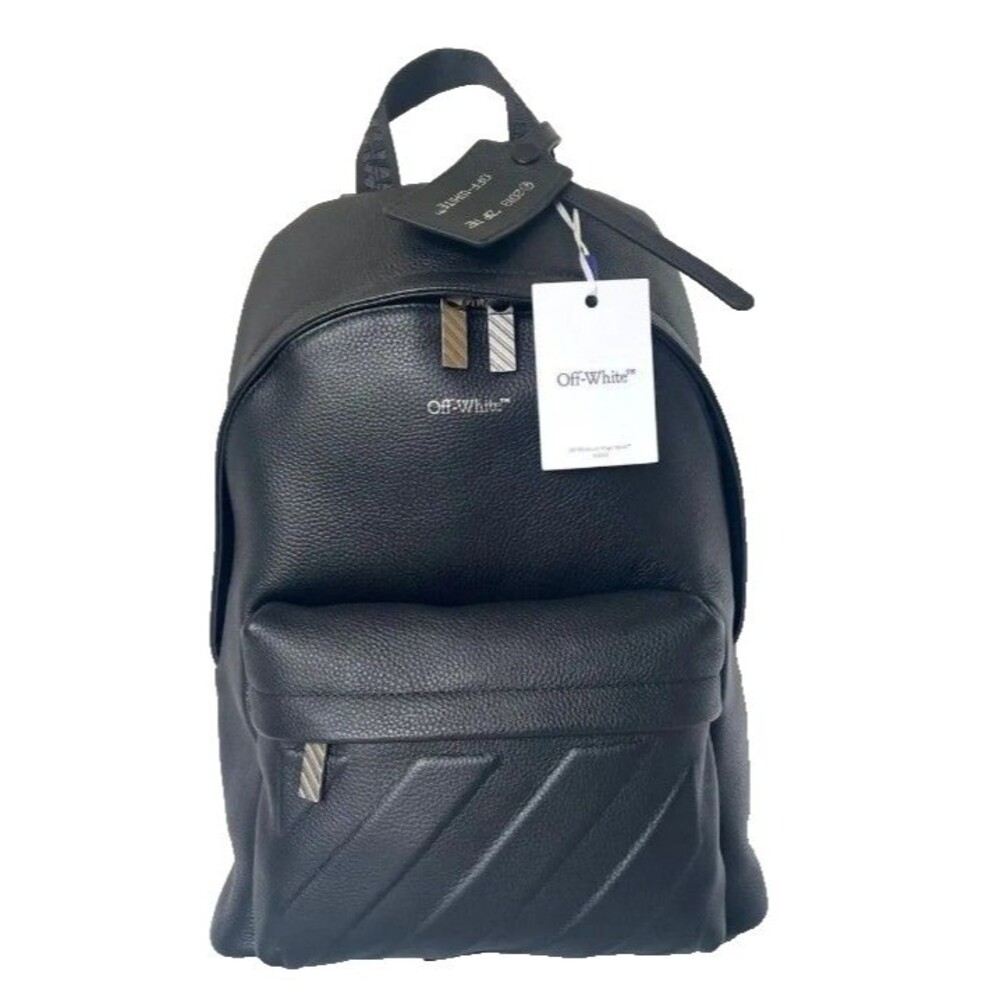 NWT Off-White Classic Pebbled Leather Backpack Black  OWMBP006S26100